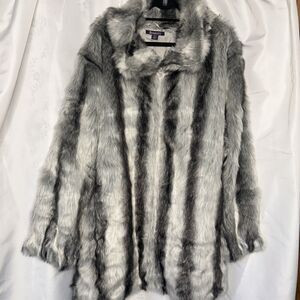 Women's Roaman's Gray Faux Fur Winter Coat Plus Size 3x 30/32